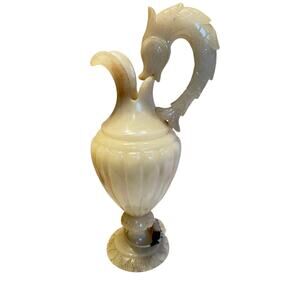 Vintage Alabaster Table Lamp Carved Stone Urn Hollywood Regency 21” Working